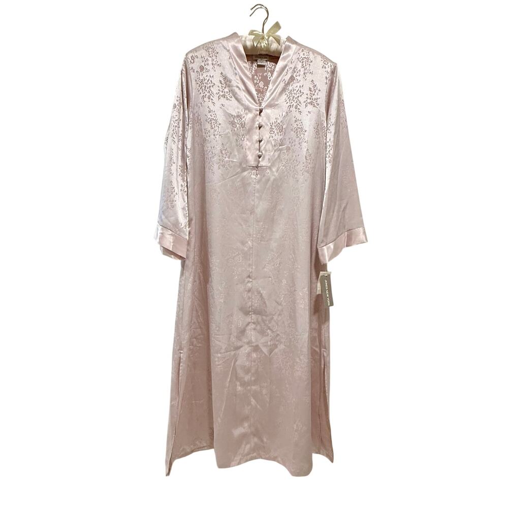 Jones New York Pink Satin Jacquard Long Nightgown M NWT‎ Floral Lounge Sleepwear